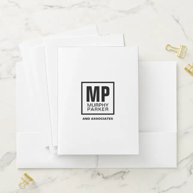 Folder Logo Square Custom Monogram Modern Simple Square Business Logo Pocket Folder | Zazzle