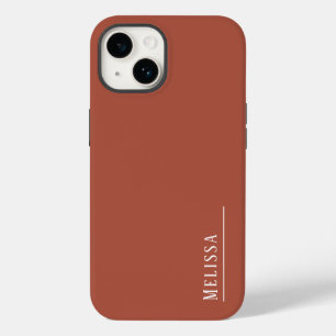 Custom monogram, modern terracotta color Case-Mate iPhone 14 case