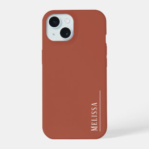 Custom monogram, modern terracotta color iPhone 15 case