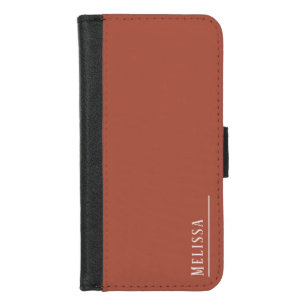 Custom monogram, modern terracotta color iPhone 8/7 wallet case