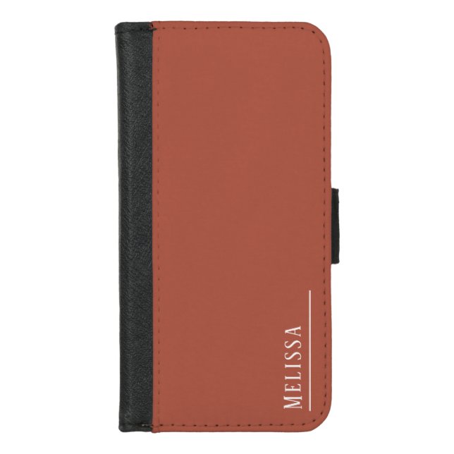 Custom monogram, modern terracotta color  iPhone wallet case (Front)