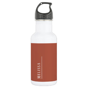 Custom monogram, modern terracotta color stainless steel water bottle