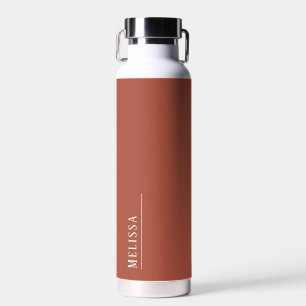 Custom monogram, modern terracotta color water bottle