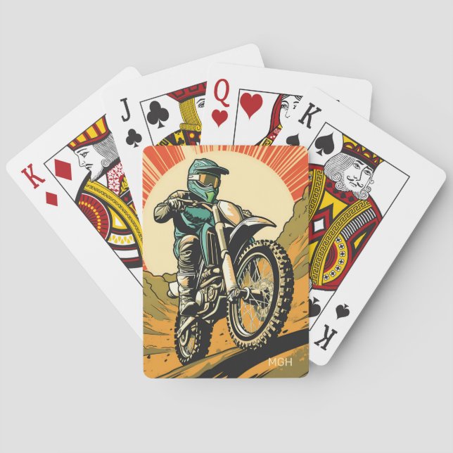 Custom Monogram Motocross Poker Cards (Back)