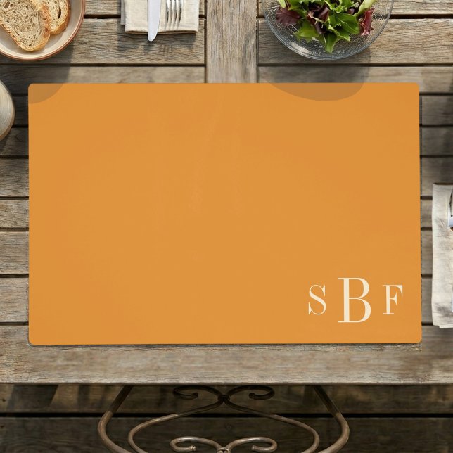 Custom Monogram Mustard Yellow Boho Fall Dining Placemat (Custom Monogram Mustard Yellow Boho Fall Dining Placemat)