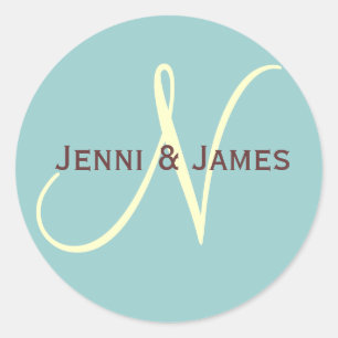 Custom Monogram N Wedding Favor & Envelope Sticker