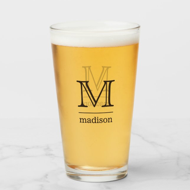 Custom monogram, name and color pint glass (Back Filled)