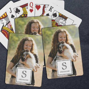 Custom Monogram, Name and Photo Modern Photography Poker Cards