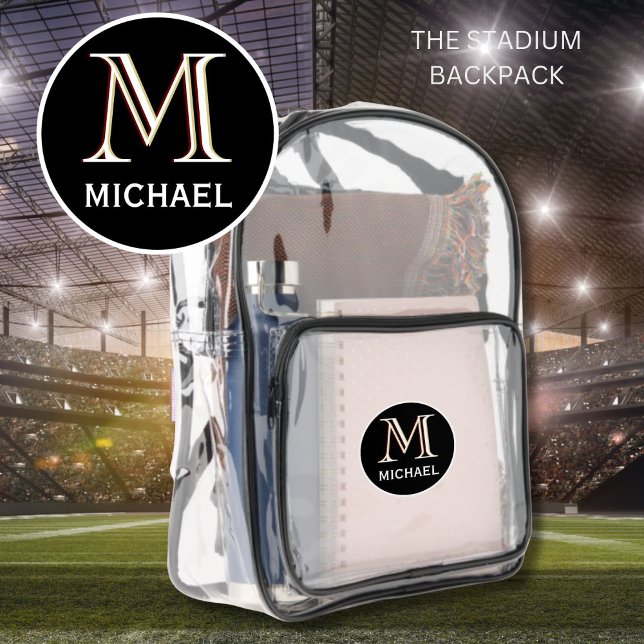 CUSTOM MONOGRAM NAME APPROVED EVENT CLEAR BACKPACK  (Creator Uploaded)