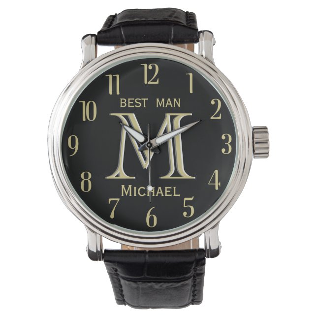 Custom Monogram Name Best Man Gfit Wedding   Watch (Front)