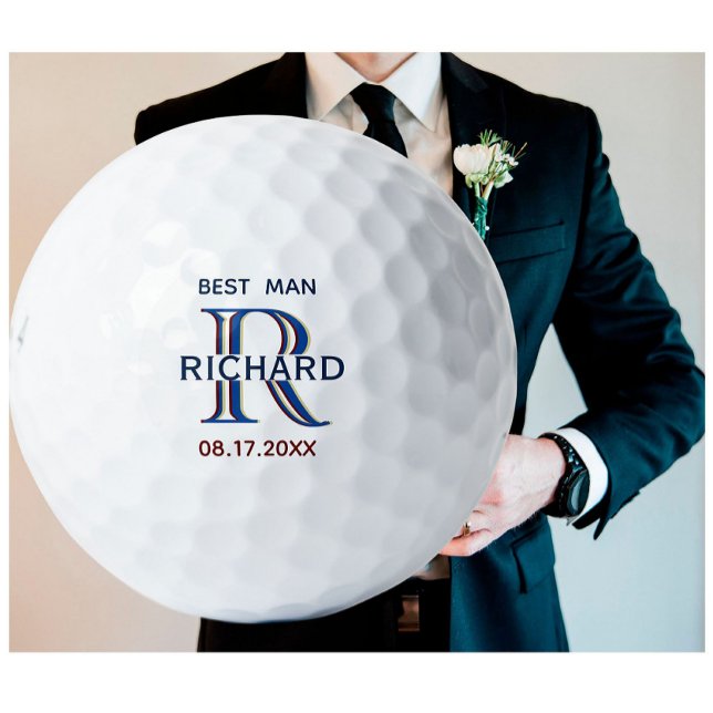 Custom Monogram Name Best Man Wedding Favor Golf Balls (Creator Uploaded)