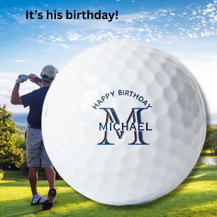 Custom Monogram Name Birthday  Golf Balls