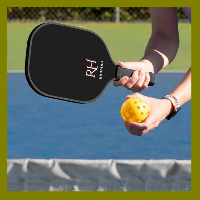 Custom Monogram Name Black White  Carbon Fiber Pickleball Paddle (Creator Uploaded)