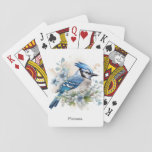 Custom Monogram Name Blue Jay Painting Playing Cards