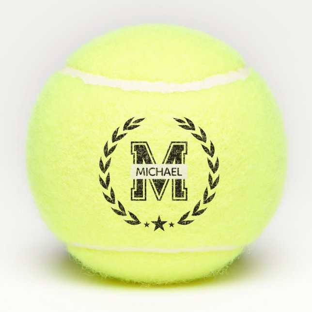 Custom Monogram Name Bold Initial Tennis Ball (Back)