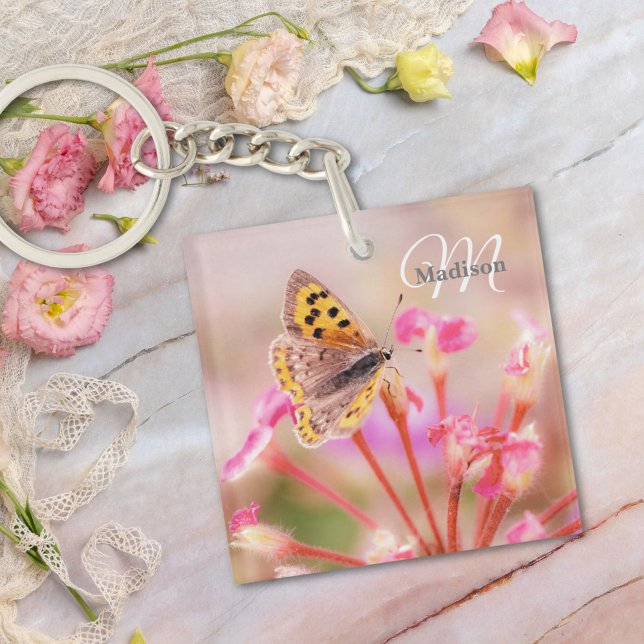 Custom Monogram Name Butterfly  Keychain (Creator Uploaded)
