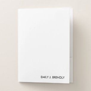 Custom Monogram Name Classic White Pocket Folder