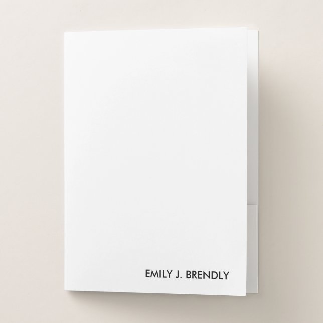 Custom Monogram Name Classic White Pocket Folder (Front)