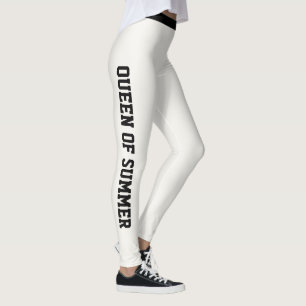 Custom Monogram Name Classy Pearl White Cute Black Leggings