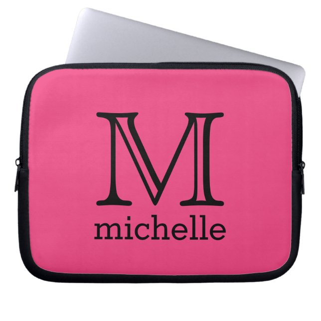 Custom Monogram, Name & Color laptop sleeves (Front)