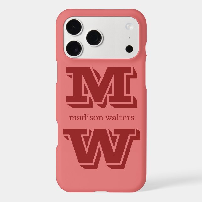 Custom monogram, name & color phone cases (Back)