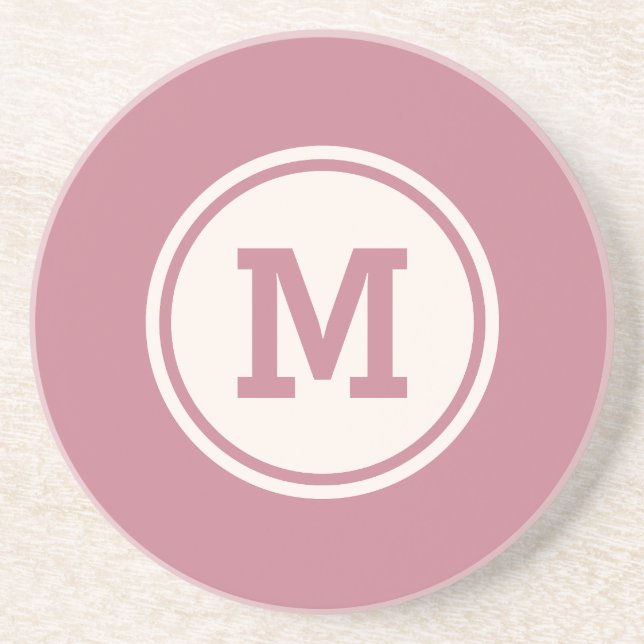 Custom monogram, name & color sandstone coaster (Front)