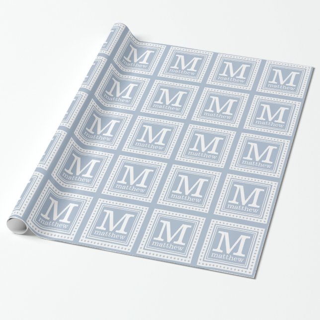 Custom monogram, name & color wrapping paper (Unrolled)