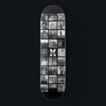 Custom Monogram Name Cool Instagram Photo Collage Skateboard<br><div class="desc">Cool,  modern skateboard deck with Custom Instagram Photo Collage around your monogram and name. Personalize easily with your favorite pictures. Makes a great display deck with a wall mount (separate) for a great birthday or graduation gift! This design is black and white. Available in color version as well.</div>