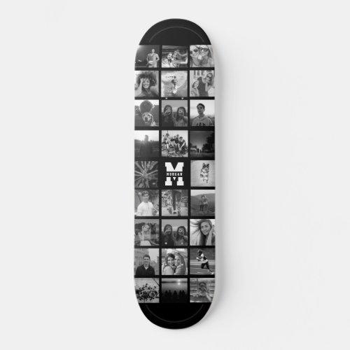 Custom Monogram Name Cool Instagram Photo Collage Skateboard