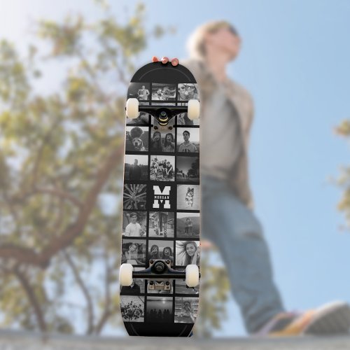 Custom Monogram Name Cool Instagram Photo Collage Skateboard