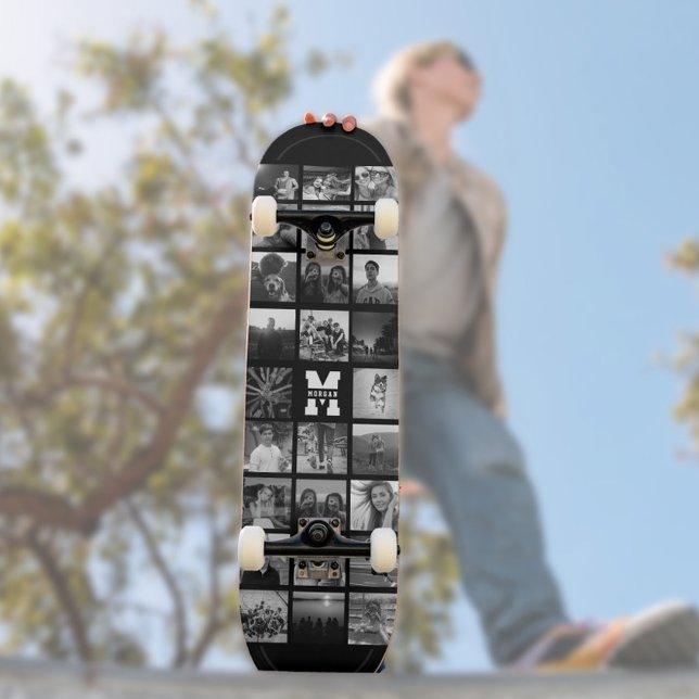 Custom Monogram Name Cool Instagram Photo Collage Skateboard (Creator Uploaded)