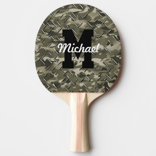 Custom Monogram Name Cool Sports Mens Camo Ping Pong Paddle