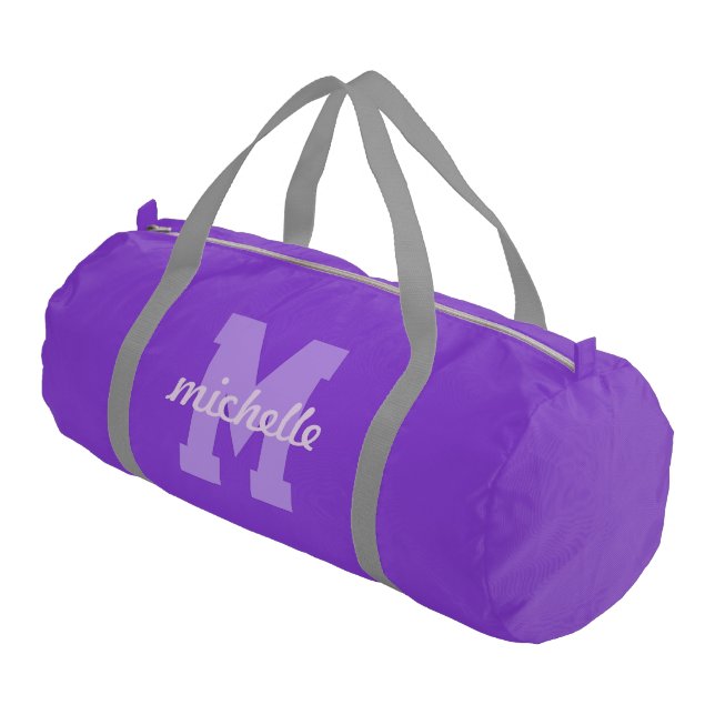 Custom monogram & name duffle bag (Angled)