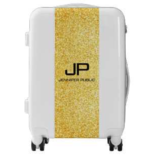 Custom Monogram Name Elegant Faux Gold Glitter Luggage
