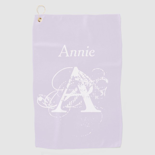 Custom Monogram Name Elegant Vintage Template Golf Towel (Front)