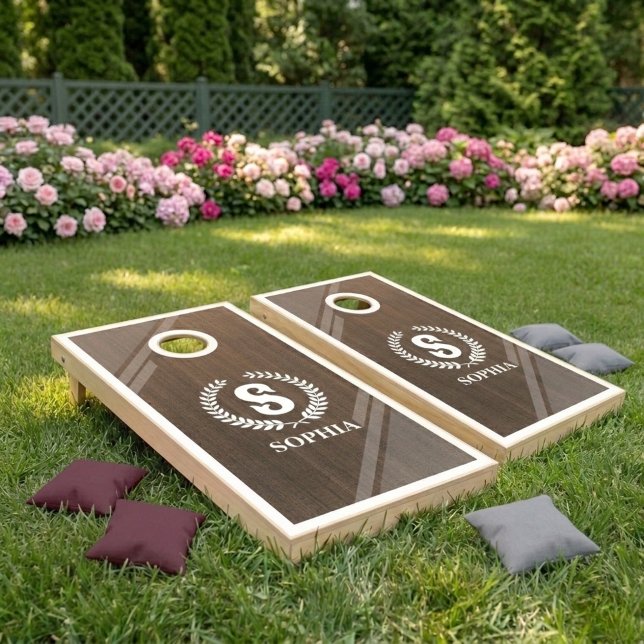  Custom Monogram Name Elegant Wedding  Cornhole Set (Creator Uploaded)