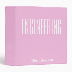 Custom Monogram Name Engineering Pink School 3 Ring Binder