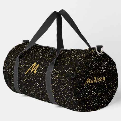 Custom Monogram & Name Faux Glitter Duffle Bag