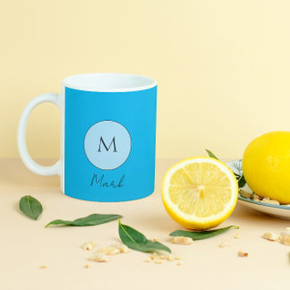 Custom Monogram Name Glimmering Blue Lights School Coffee Mug