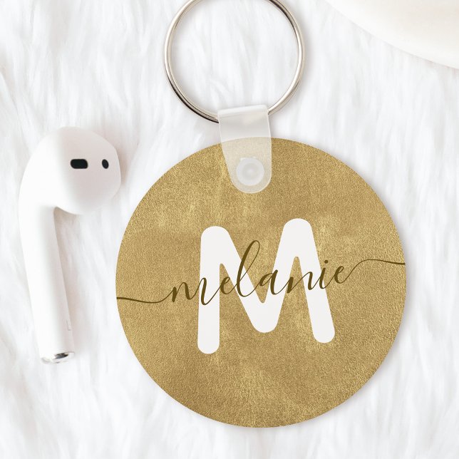 Custom Monogram Name Gold Foil Luxury Keychain (Creator Uploaded)