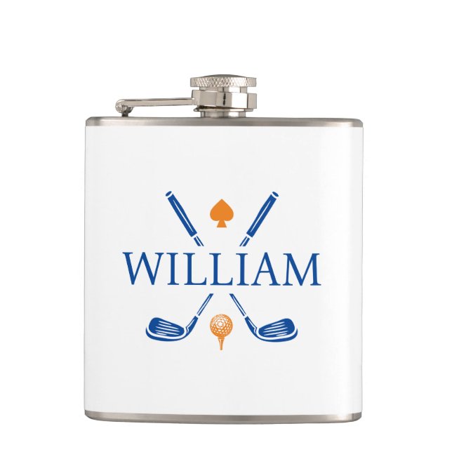 Custom Monogram Name Golf Clubs Ace Classic Flask (Front)