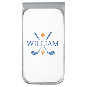Custom Monogram Name Golf Clubs Ace Classic Silver Finish Money Clip