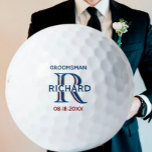 Custom Monogram Name Groomsman Wedding Favor  Golf Balls<br><div class="desc">This unique golf ball is designed as a gift for your Groomsmen. Features a unique layering of the monogram -- look closely and you will see three colors, which gives it the feeling of depth. Personalized additionally with his first name. The text reads "Groomsman" along with the date of the...</div>