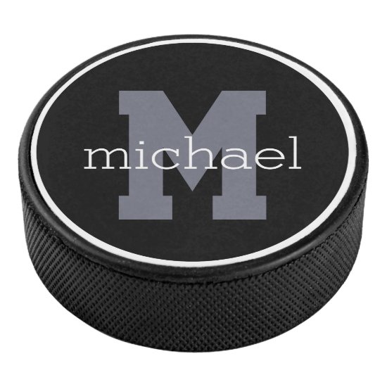 Custom monogram & name hockey puck