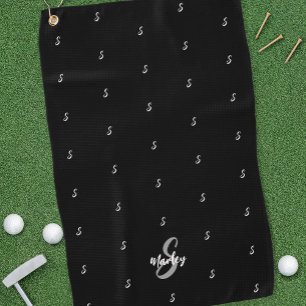 Custom Monogram Name Initial Pattern Modern Blue Golf Towel