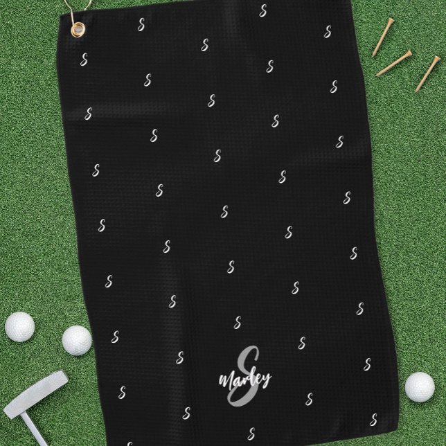 Custom Monogram Name Initial Pattern Modern Blue Golf Towel (Creator Uploaded)