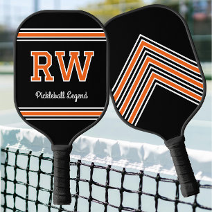 Custom Monogram Name Initials Retro Orange Pickleball Paddle