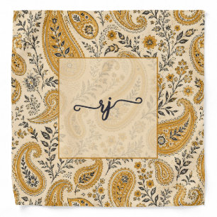 Custom Monogram name initital orange Paisley Bandana