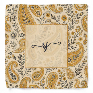 Custom Monogram name initital orange Paisley Bandana