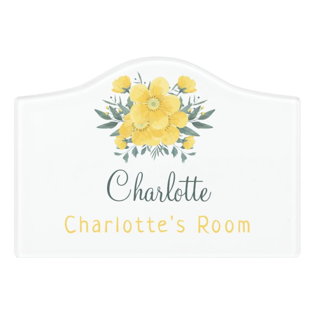 Custom monogram name Kids door sign (Small Crest Front)